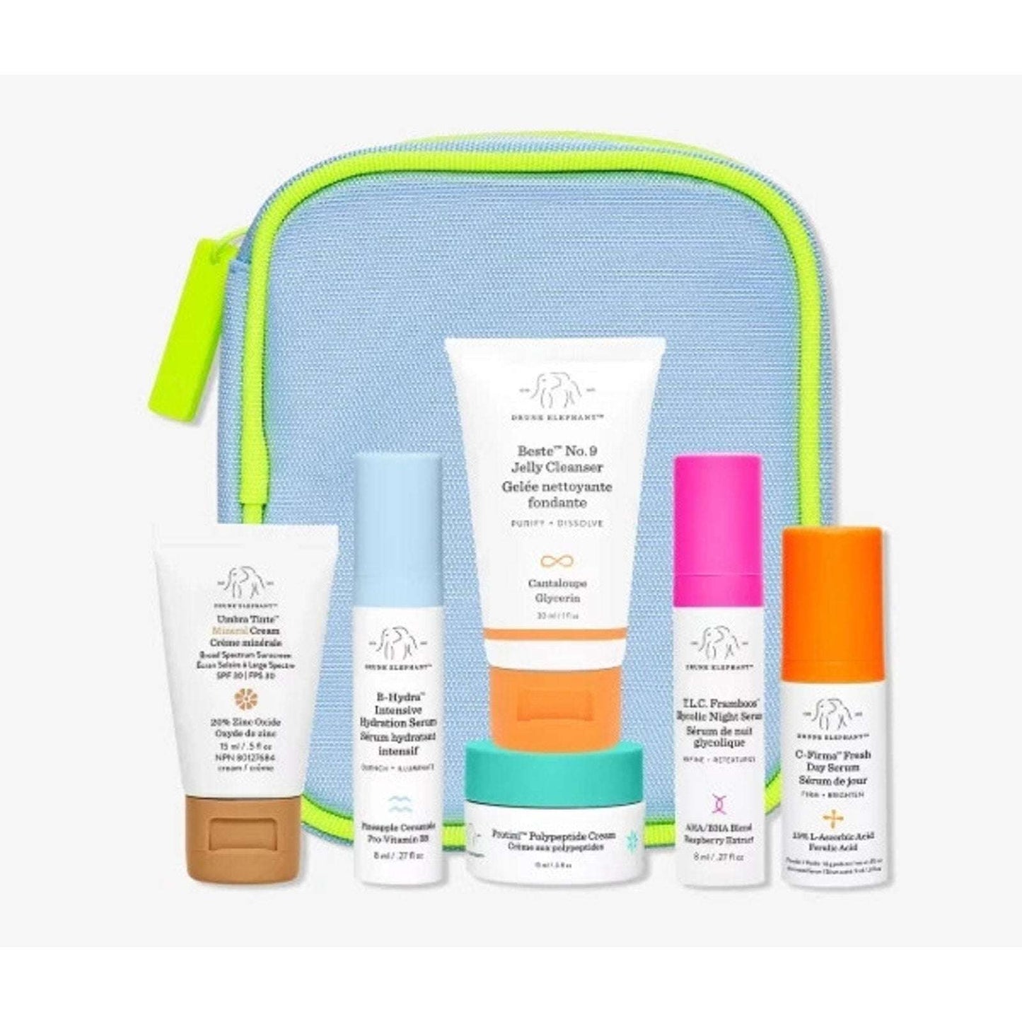Drunk Elephant The Littles Travel 6Pc Skincare Kit +Bag NEW Exp. 07/01/2027