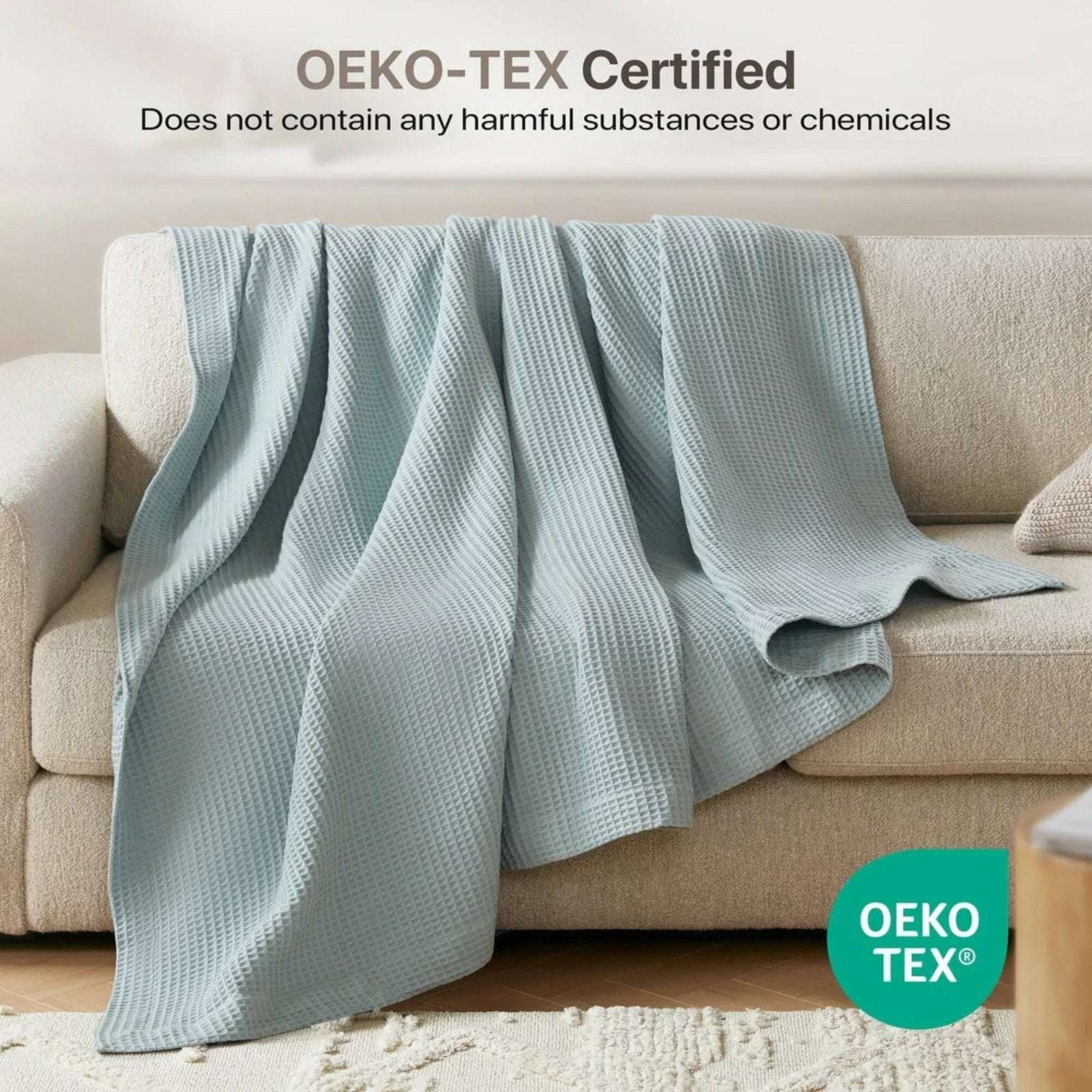 Madison Park 100% Cotton Ultra Soft Breathable Waffle Blanket Full/Queen - Aqua