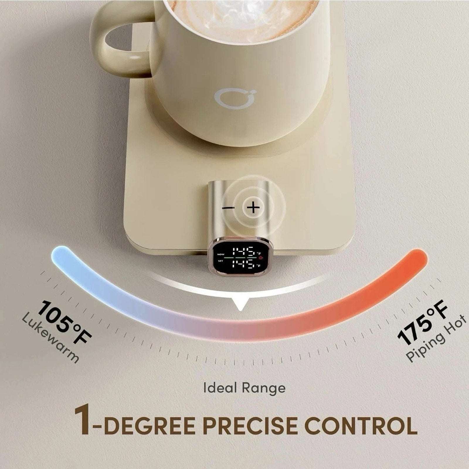 Ikago Smart Heated Coaster & Mug Warmer PRO Set - Auto-Off, Precise Temp Control