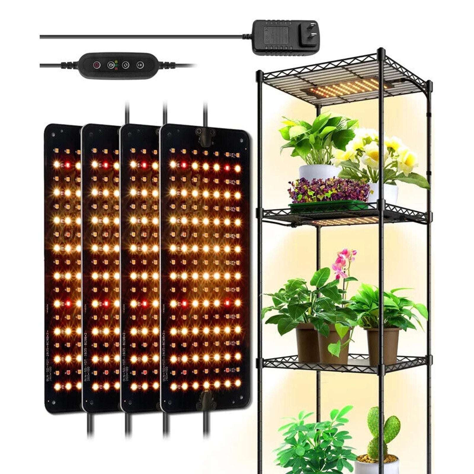 Barrina Ultra Thin LED Grow Lights Indoor Plants Full Spectrum w/ Timer 4 Panels