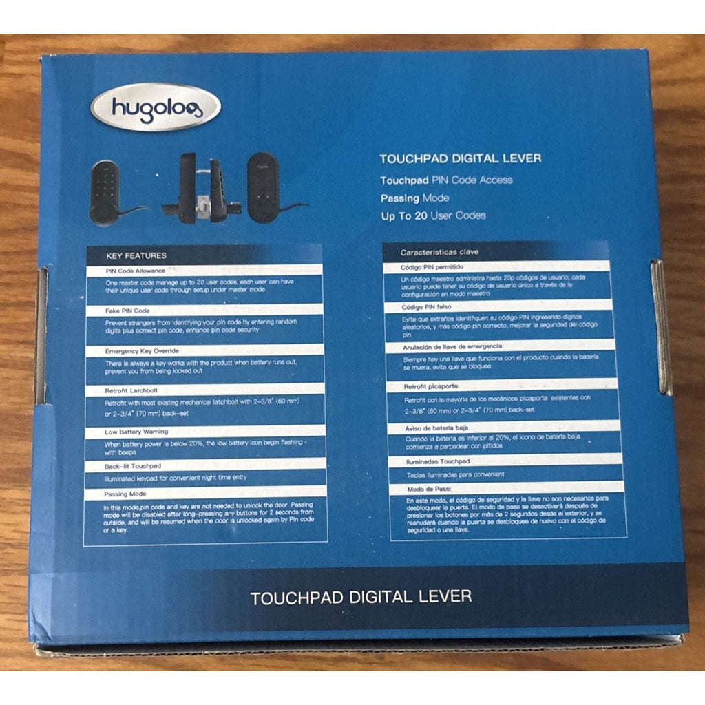 Hugolog Electronic Touchpad Digital Deadbolt Door Lock with Handle HU02 Black