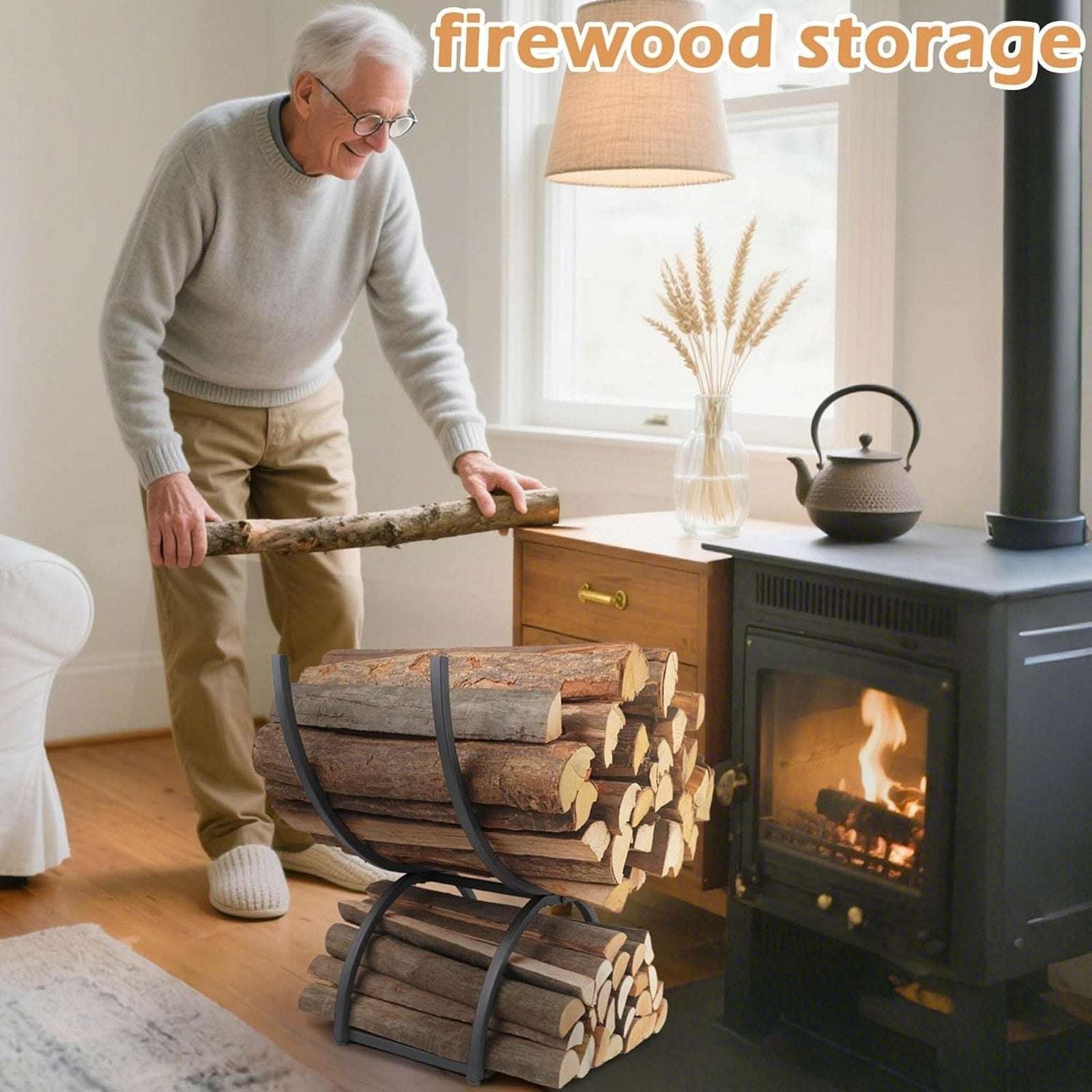 Heavy Duty Firewood Log Rack Indoor/Outdoor Fireplace Wood Storage Stand Holder