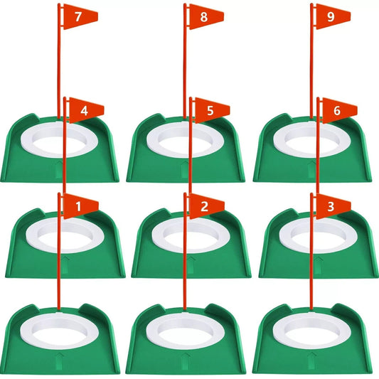 Sotiff 9 Pack Golf Training Practice Putting Cup & Flag In/Outdoor Backyard Fun