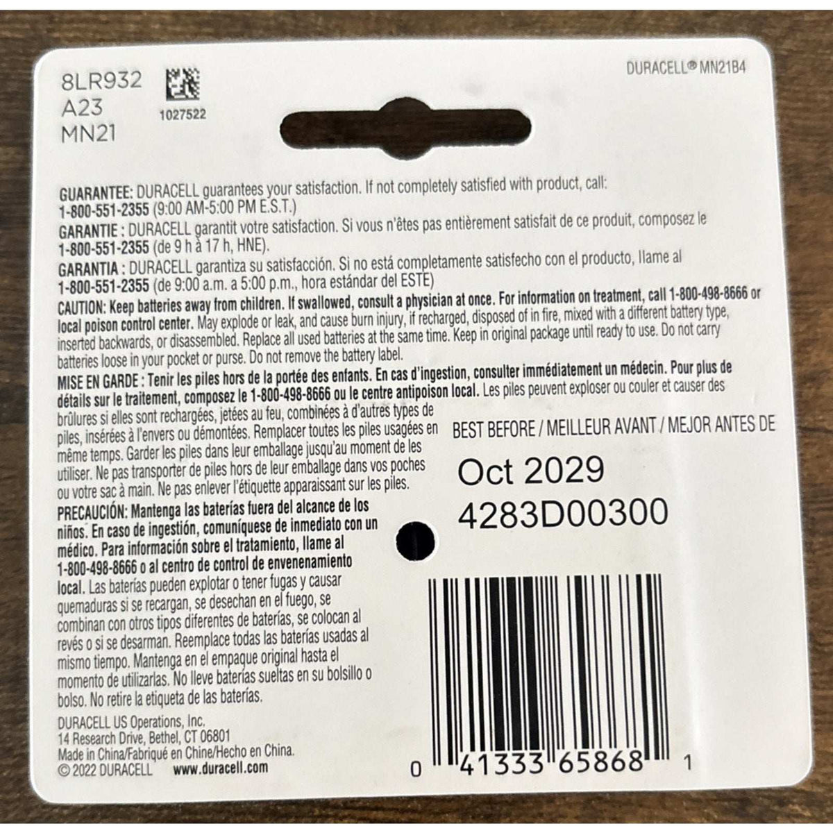 5 Packs Of 4 Duracell 12V A23 21/23 MN21 MN23 23AE 23A 23GA Security Batteries