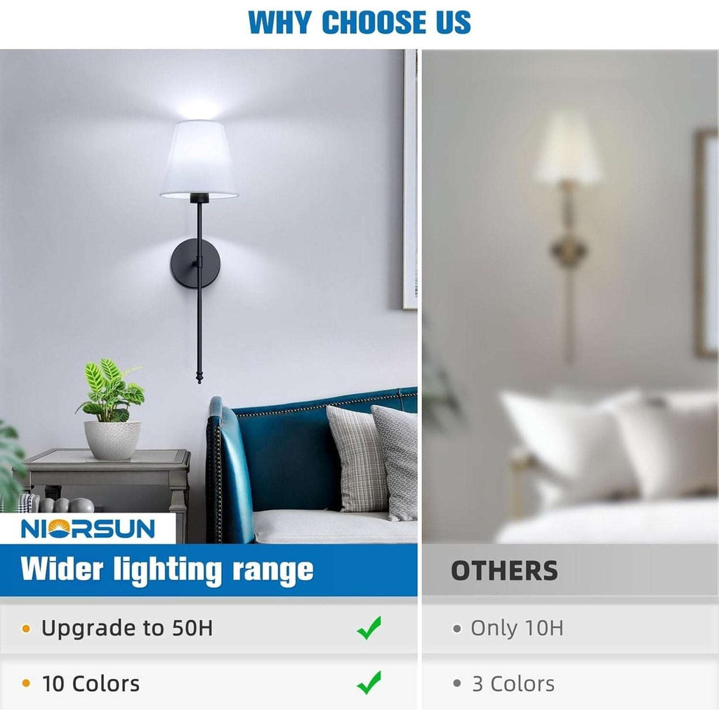 (2) Battery Operated Dimmable Wall Sconce Rechargeable Wall Lights RGB w/ Remote