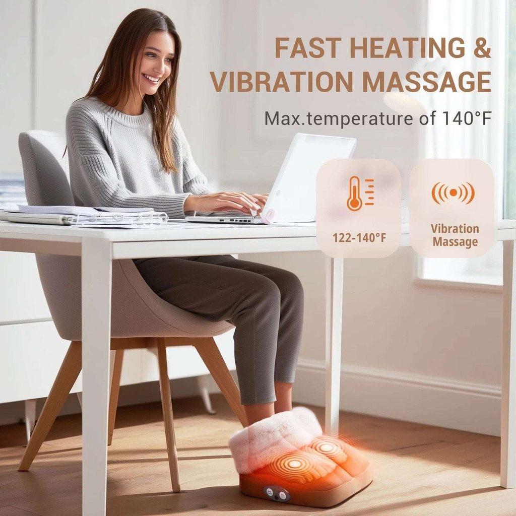 Mynt Foot Warmer with Vibration Massage, Plush Suede and Wool, Fast Heating