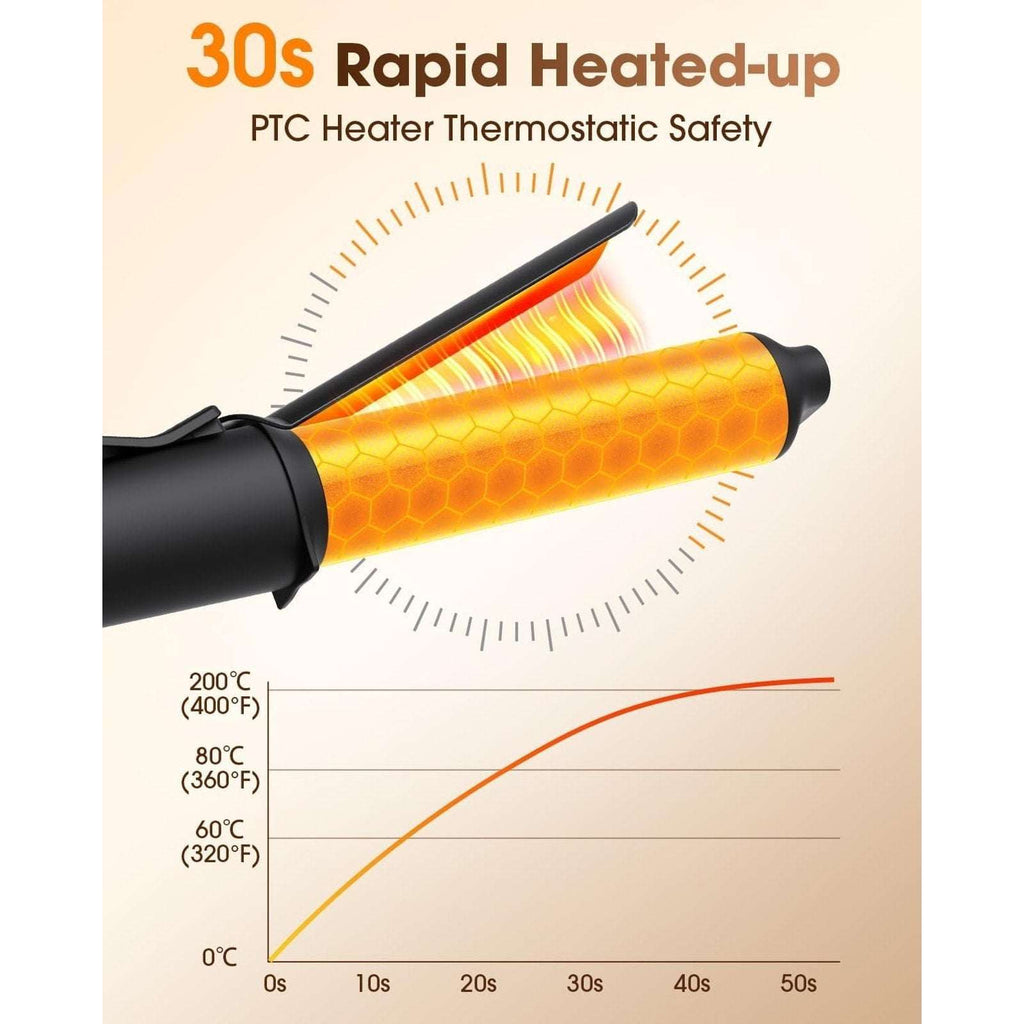 Mini Travel Curling Iron 1" 100~240V Dual Voltage, 30S Heat-Up, 3 Temp Settings