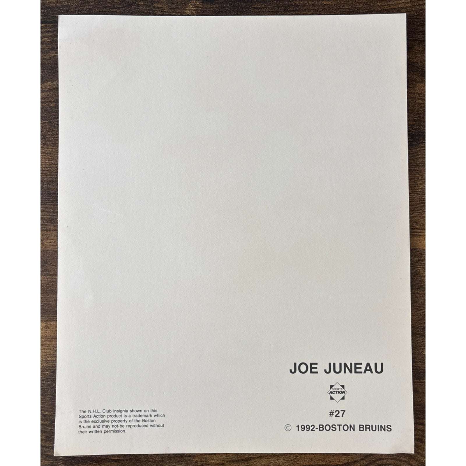 NHL Boston Bruins JOE JUNEAU #27 Game Sports Action Color 8 x 10 Photo Picture