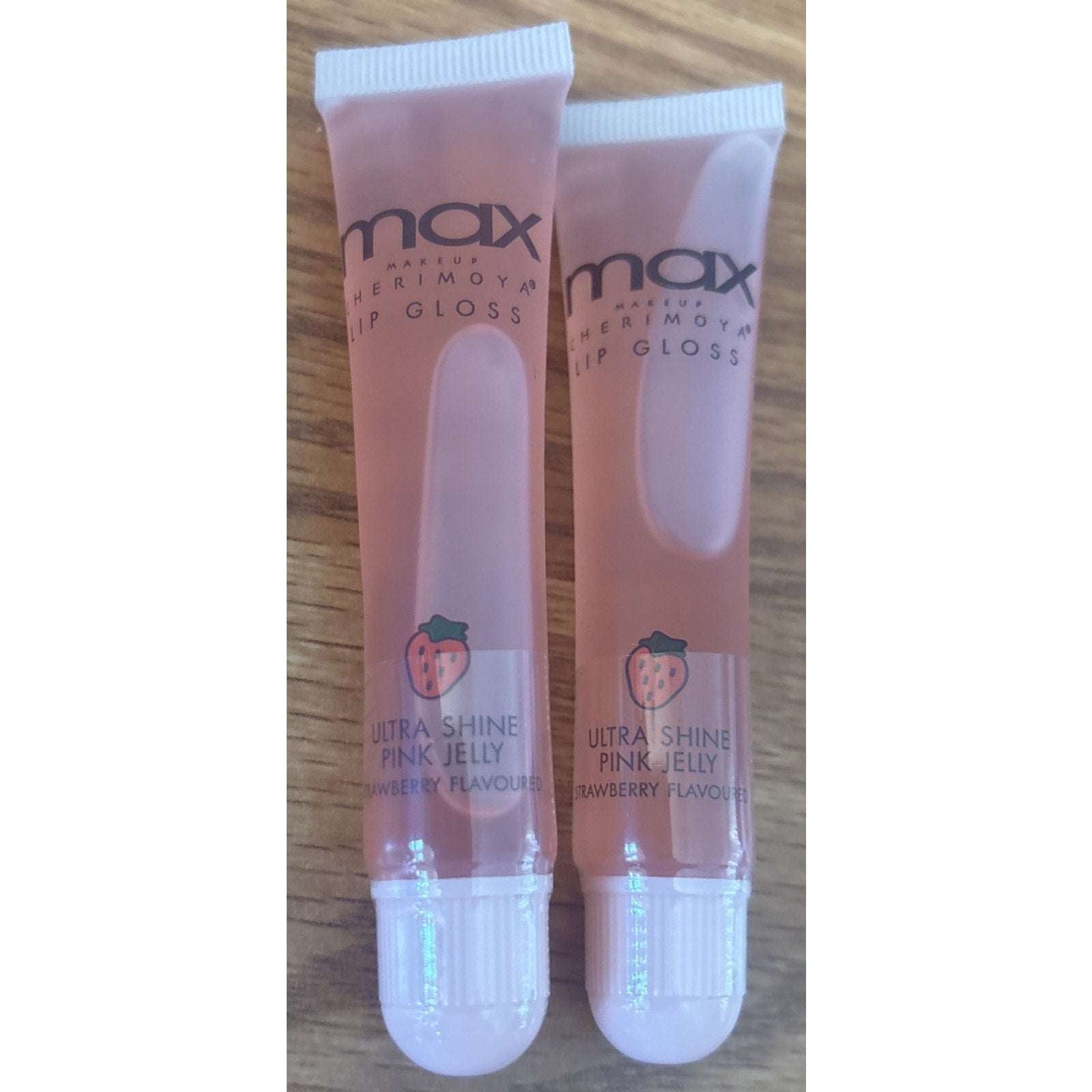 Max Makeup Cherimoya Ultra Shine Pink Jelly Lip Gloss Strawberry 2PC New/Sealed