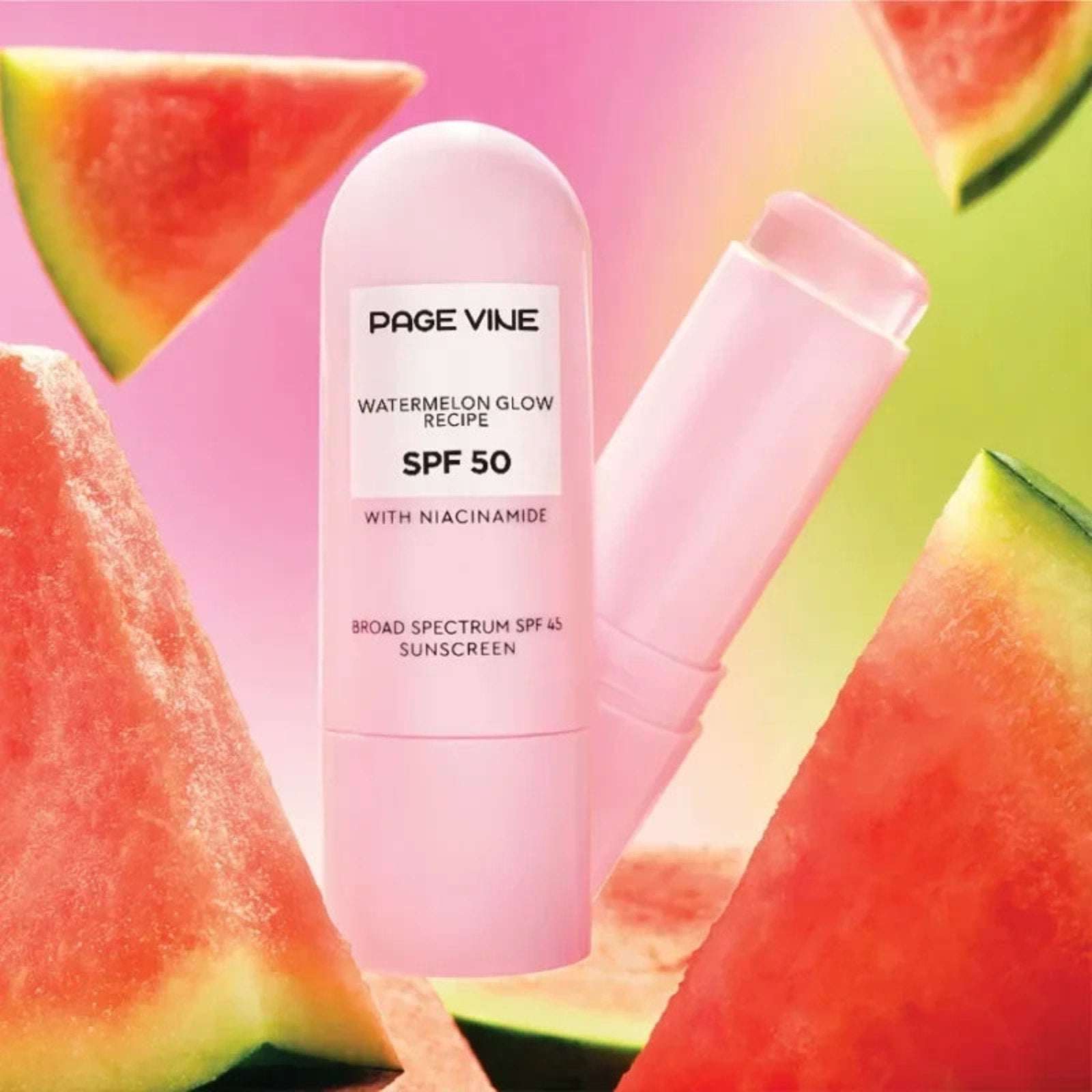 PageVine Watermelon Glow Recipe Dew Balm SPF 50 with Niacinamide .58 oz Stick