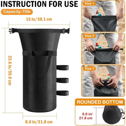 300lbs Canopy Weights Sand Bags Set of 4, XL Heavy Duty 1680D Black Sandbags