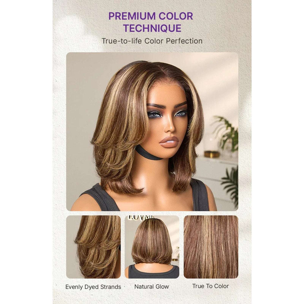 Luvme 100% Human Hair Wig 150% Density Brown/Blonde Highlights Glueless One Size