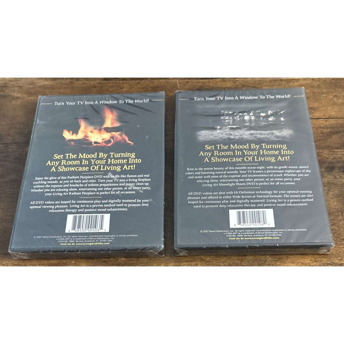 2 New & Sealed Living Art DVDs - Radiant Fireplace 2 & Moonlight Waves