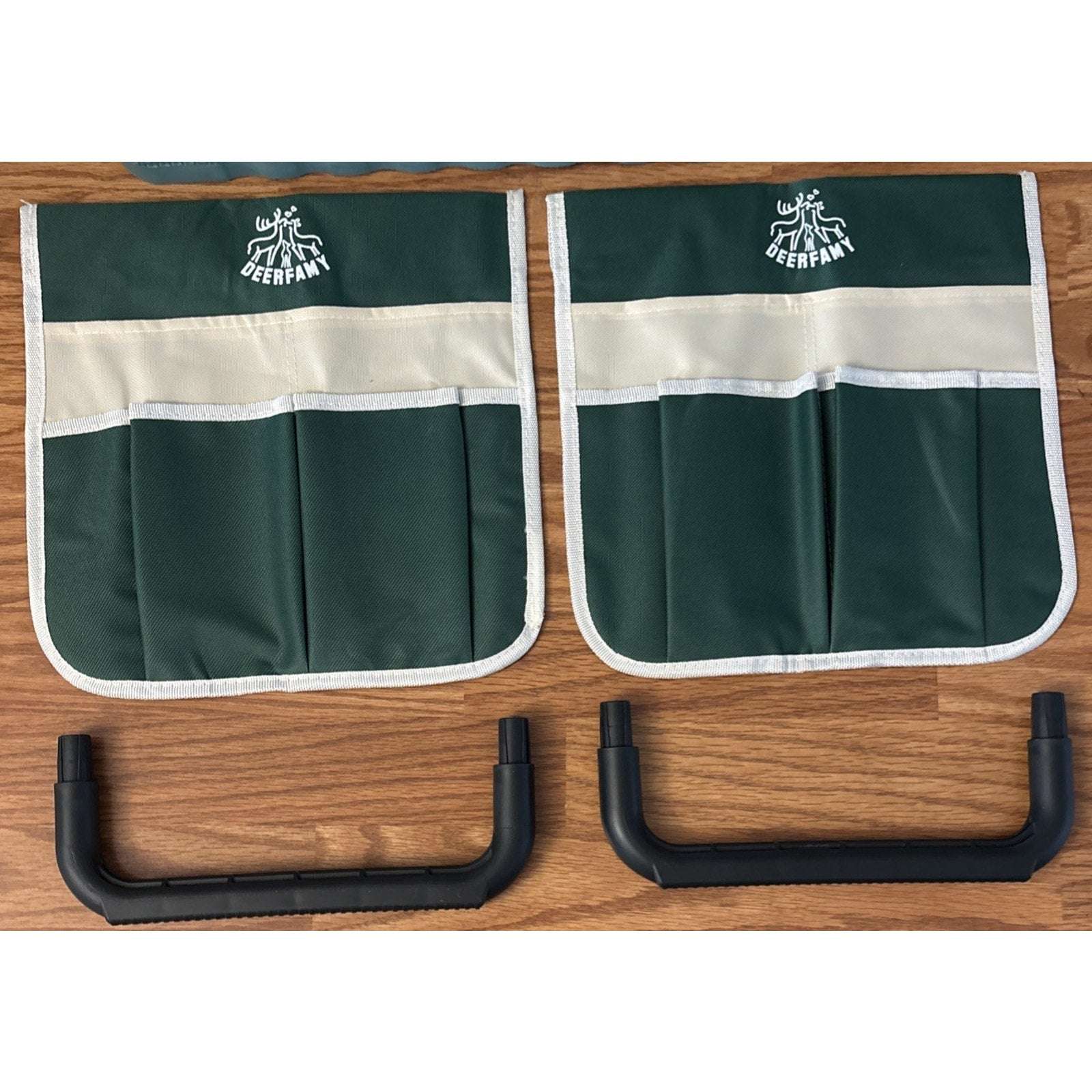 DEERFAMY 10.2"W Gardening Stool, Garden Kneeler Seat Tool Pouches 350lbs Green