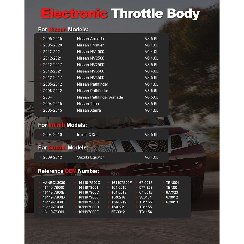 Throttle Body for 05-21 Nissan Pathfinder Frontier Armada XTerra NV2500 NV3500