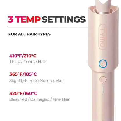 TYMO CURLGO 1" Cordless Automatic Rotating Curling Iron Anti-Scald, Temp Control