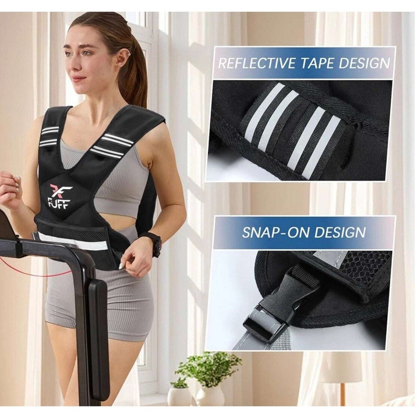 FUFF 4-10lb Adjustable Weighted Vest w/ 6 Ironsand Weights for Strength Training