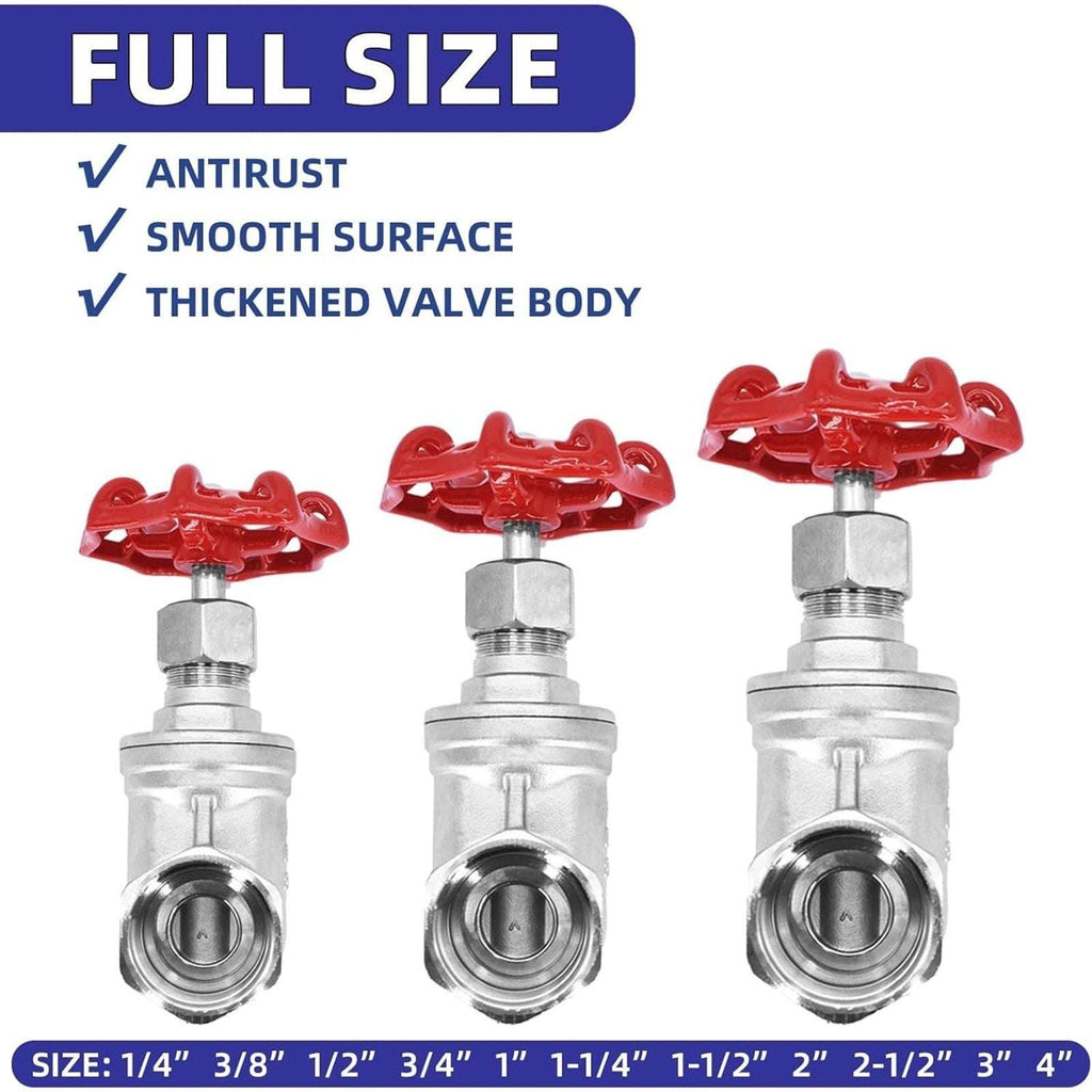 1" NPT Stainless Steel Gate Shut Off Valve Water Oil Gas Plumbing & HVAC Systems