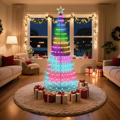 8' Smart 340 LED Christmas Tree App Control RGB Lighted Cone Music Sync DIY IP65