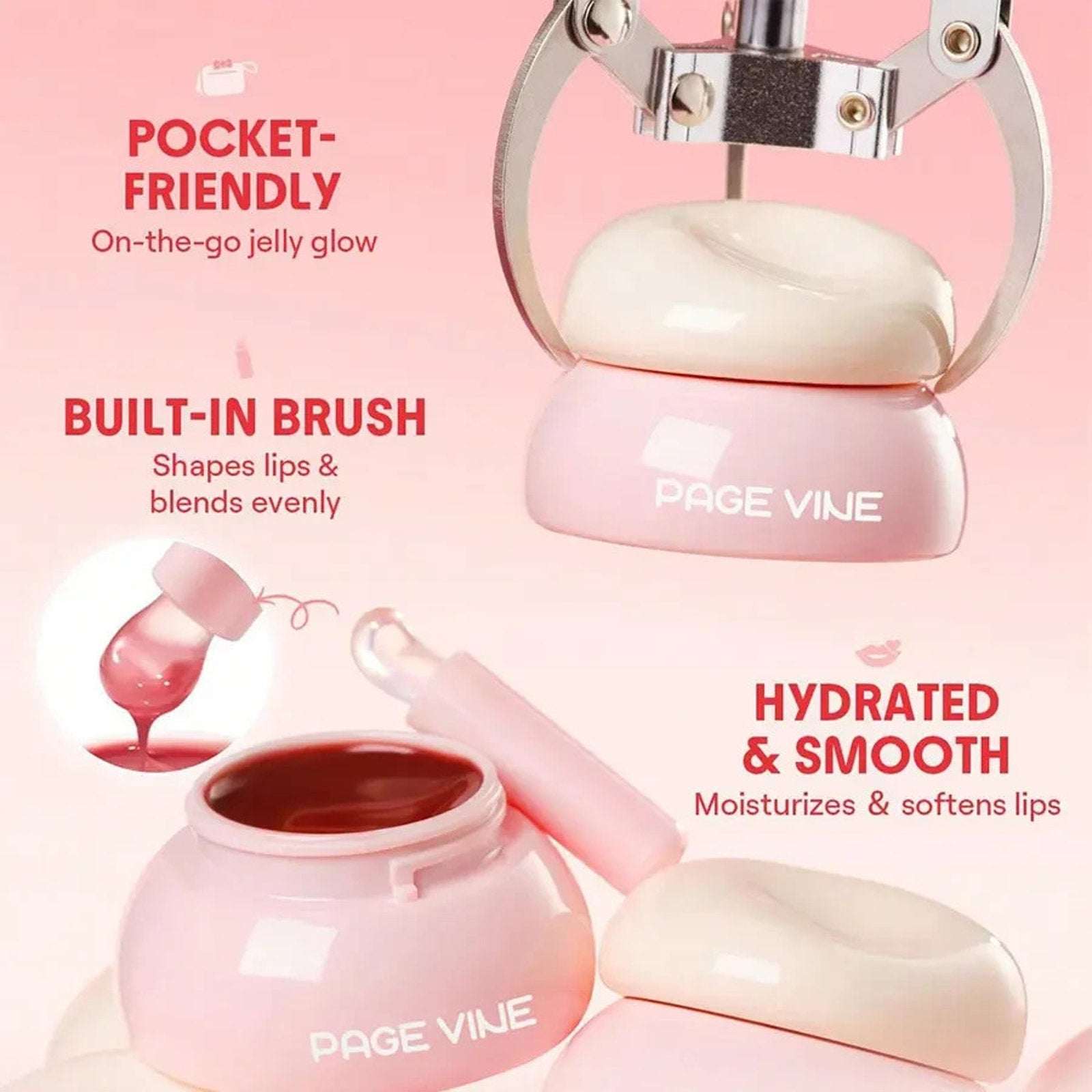 PageVine Hydra Jelly Pocket Lip Jam CHOCO CREAM Lip Gloss w/ Built in Applicator