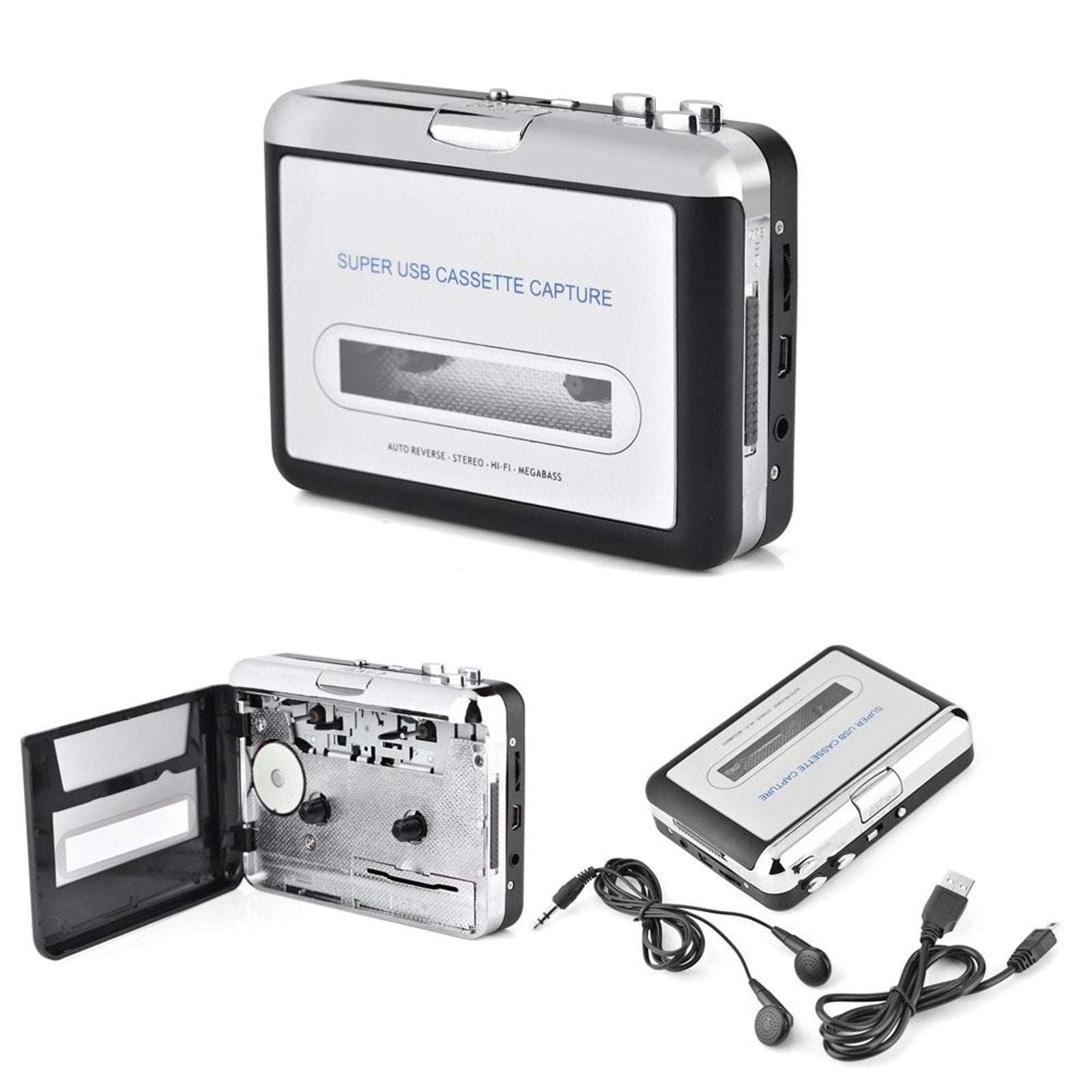 Dansrue USB Cassette Tape to MP3 Converter with Software CD and Headphones
