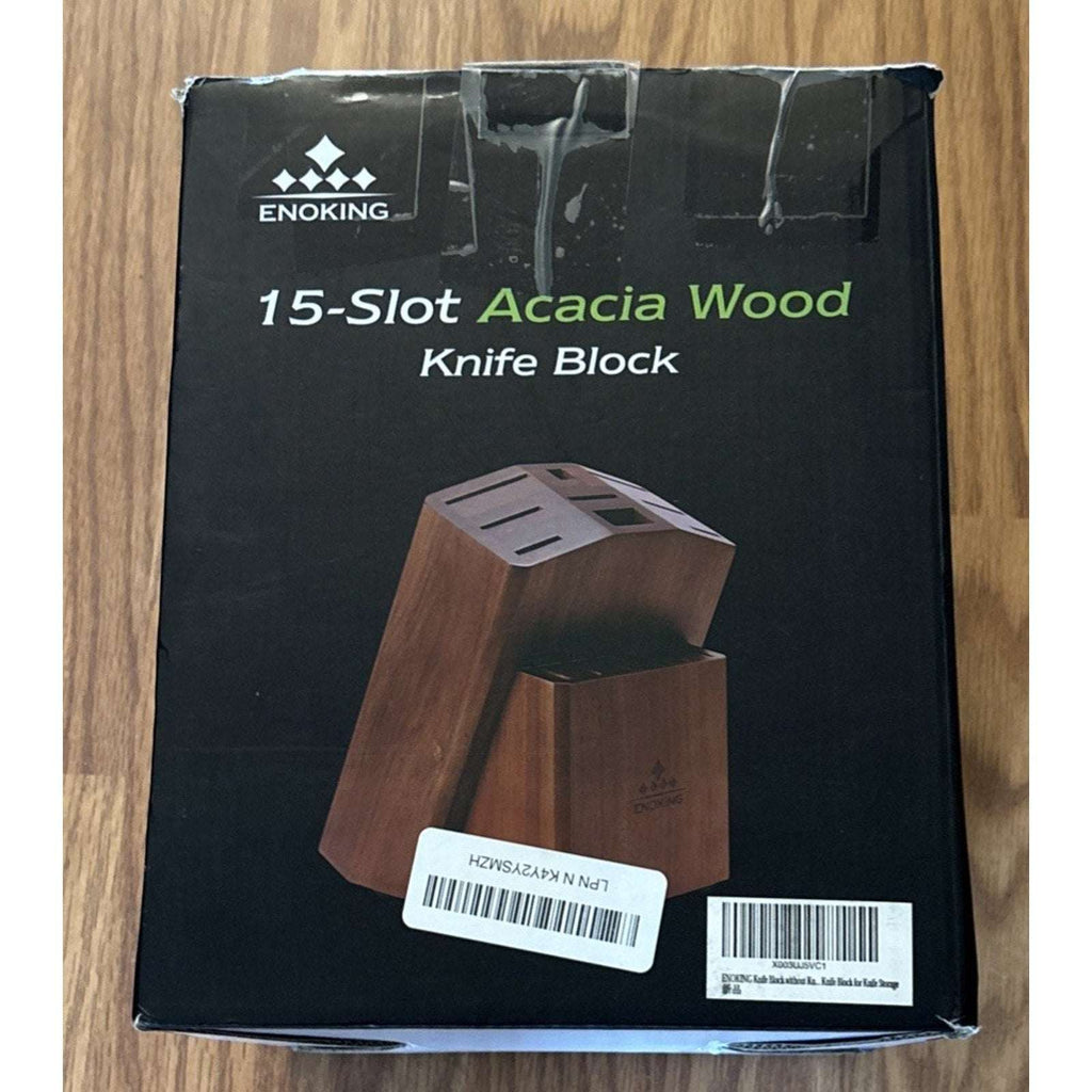 ENOKING Acacia Wood 15-Slot Universal Knife Block Knife Holder