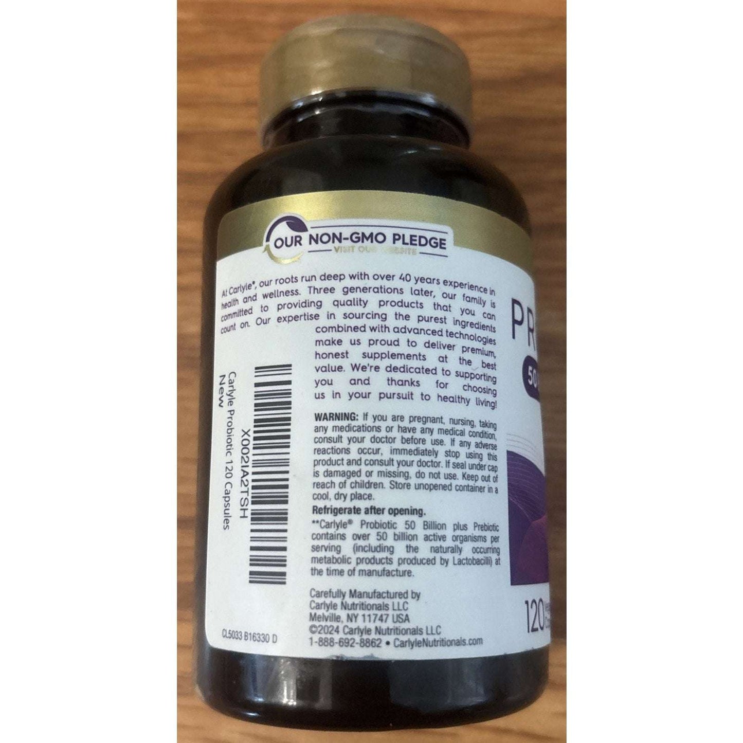 Probiotics 50 Billion CFUs 120 Capsules with Prebiotics by Carlyle EXP 02/2028
