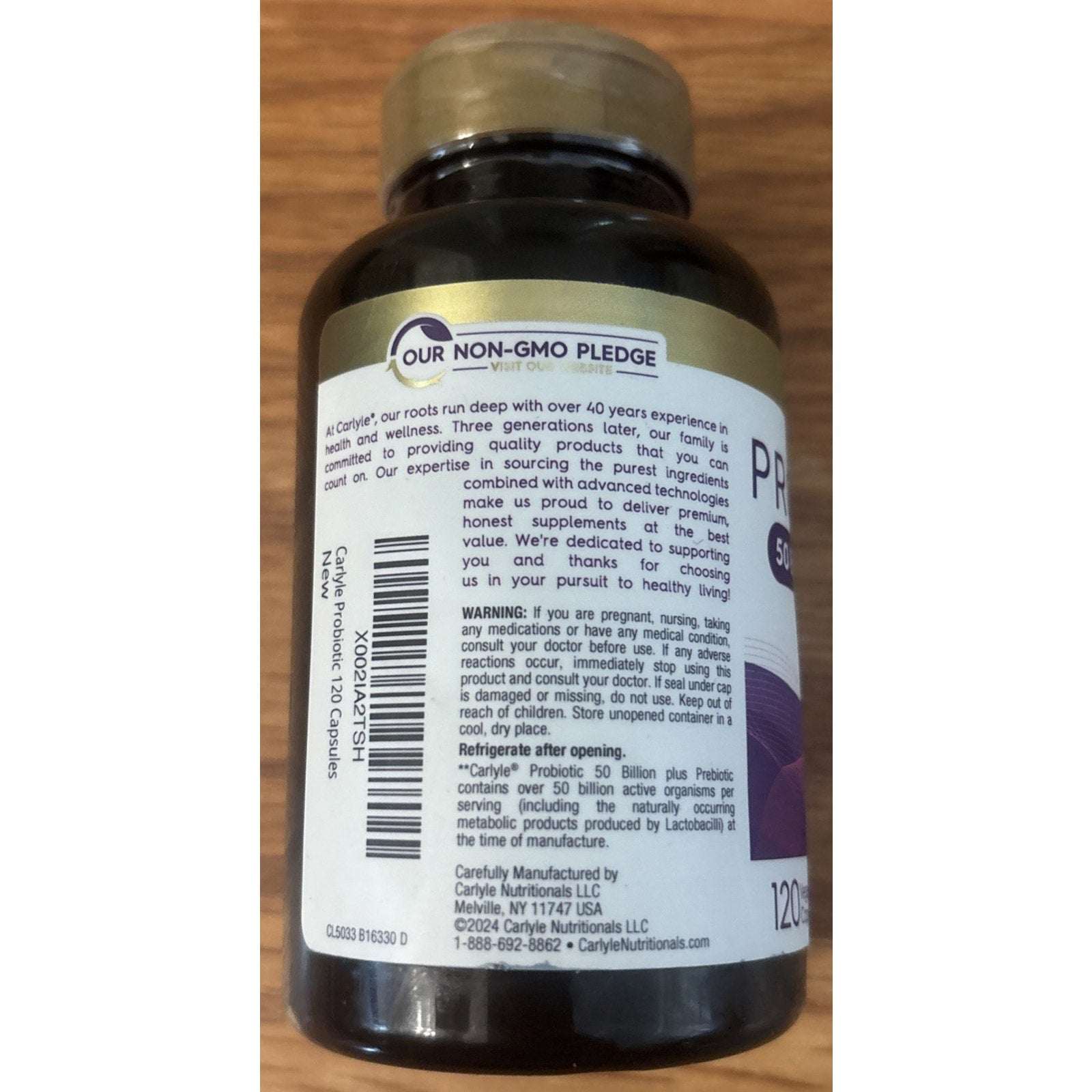 Probiotics 50 Billion CFUs 120 Capsules with Prebiotics by Carlyle EXP 02/2028