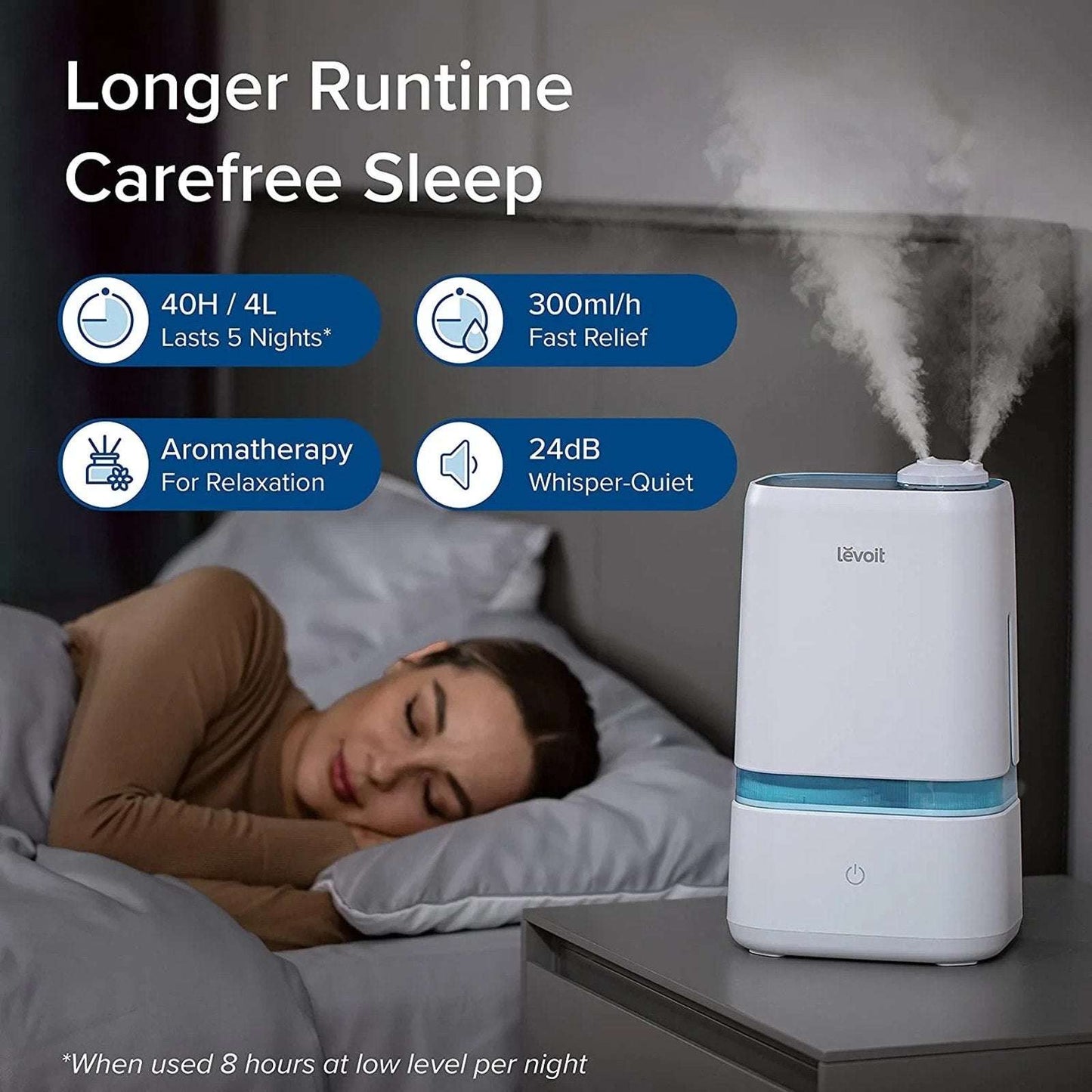 Levoit 4L Ultrasonic Cool Mist Humidifier & Aromatherapy Diffuser Auto-Off Quiet