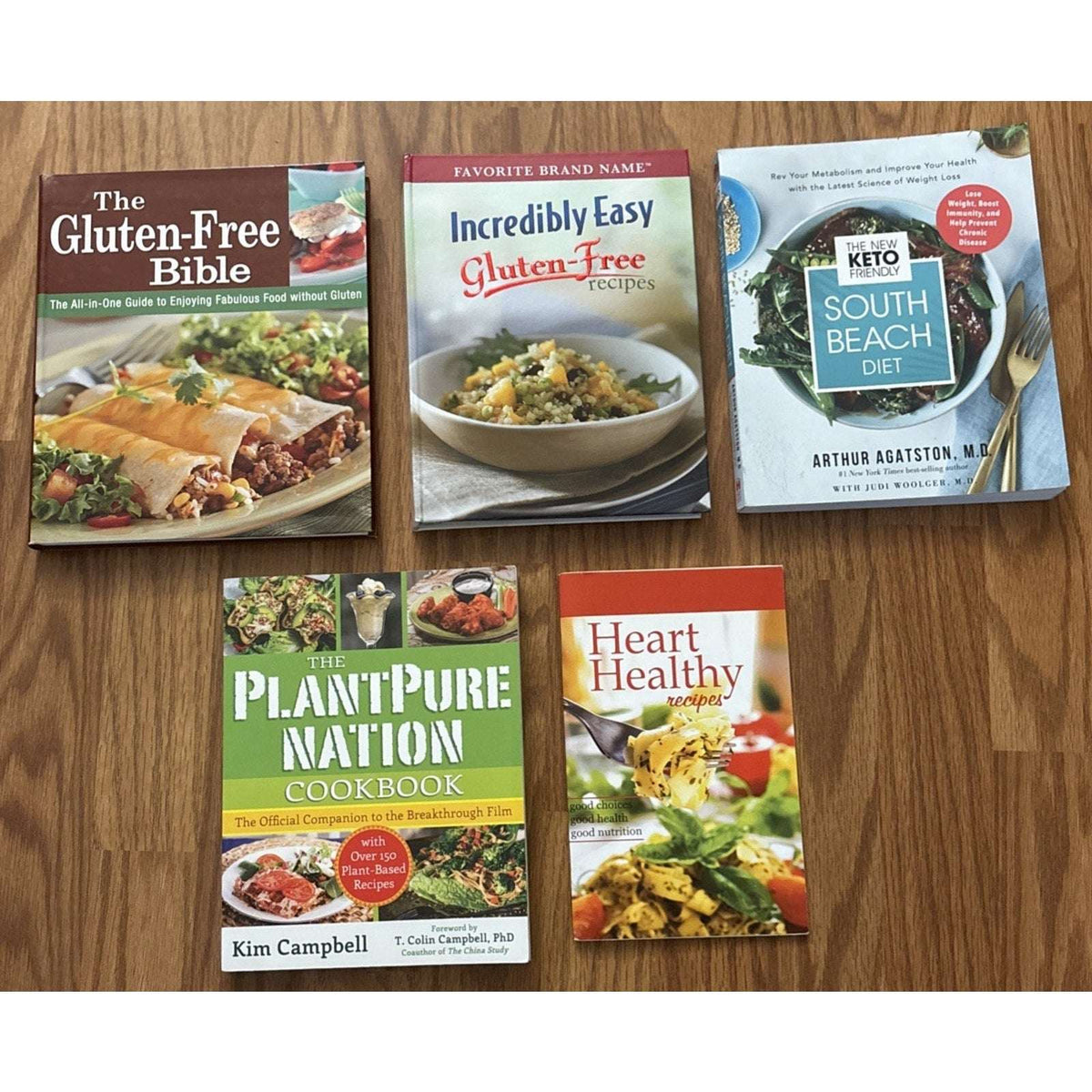 5 Book/Cookbook Lot Diet Gluten-Free Heart Healthy Plant-Based South Beach Keto