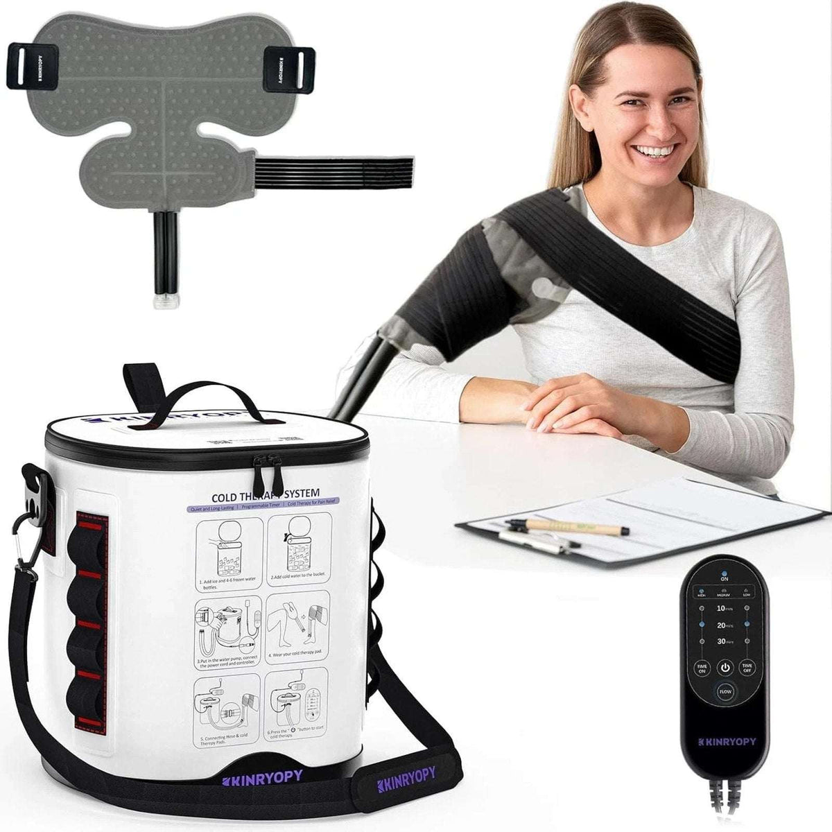 Kinryopy Shoulder Cold Therapy Machine Programmable Timer Portable Ice System