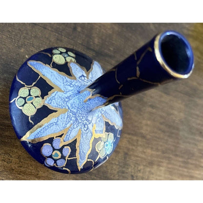 VTG REGINA Paris GOUDA HOLLAND ART POTTERY 109 Cobalt Blue Hand Painted BUD VASE