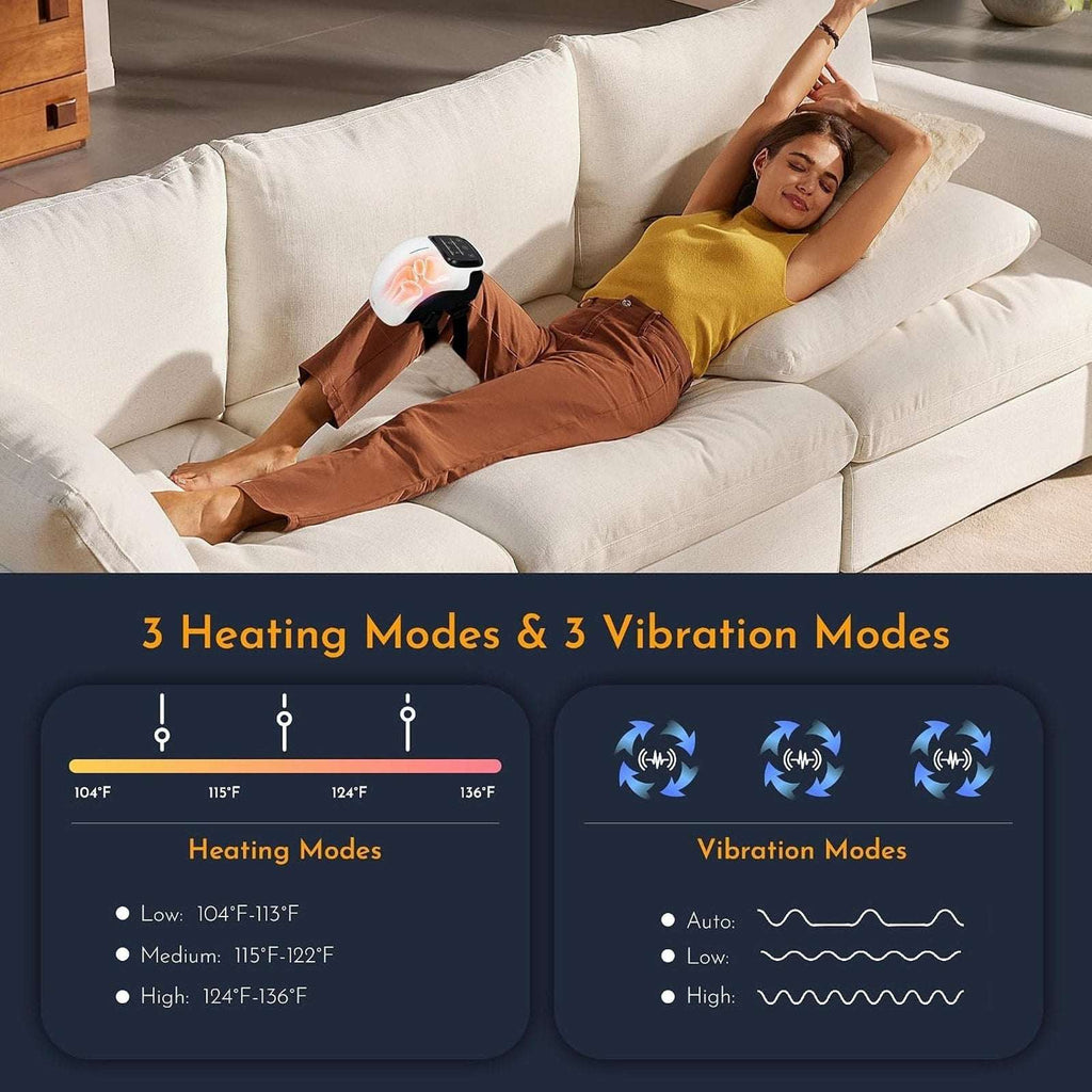 Wireless Knee Massager with Heat, Vibration Massage & Red Light Therapy for Pain