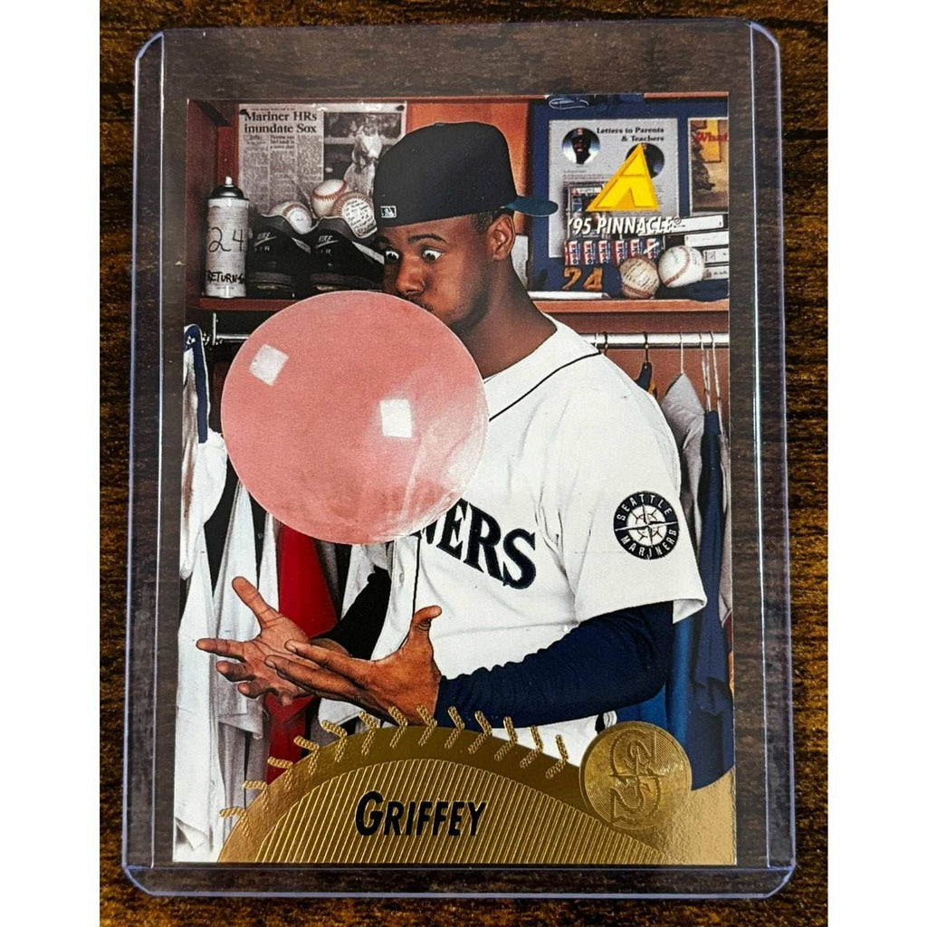 1995 Pinnacle Ken Griffey Jr #128 Seattle Mariners Blowing Bubble Gum Card