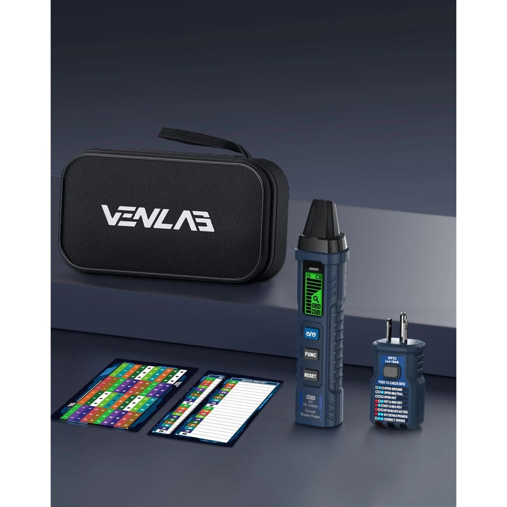 VENLAB Circuit Breaker Finder w/ LCD Display GFCI Outlet Tester 90-130V AC Circu