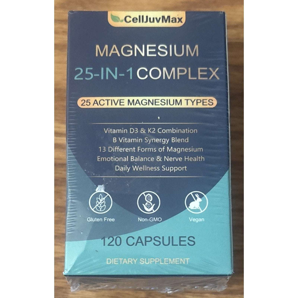 CellJuvMax Magnesium 25 in 1 Complex - 120 Capsules Energy Mood Muscle Support