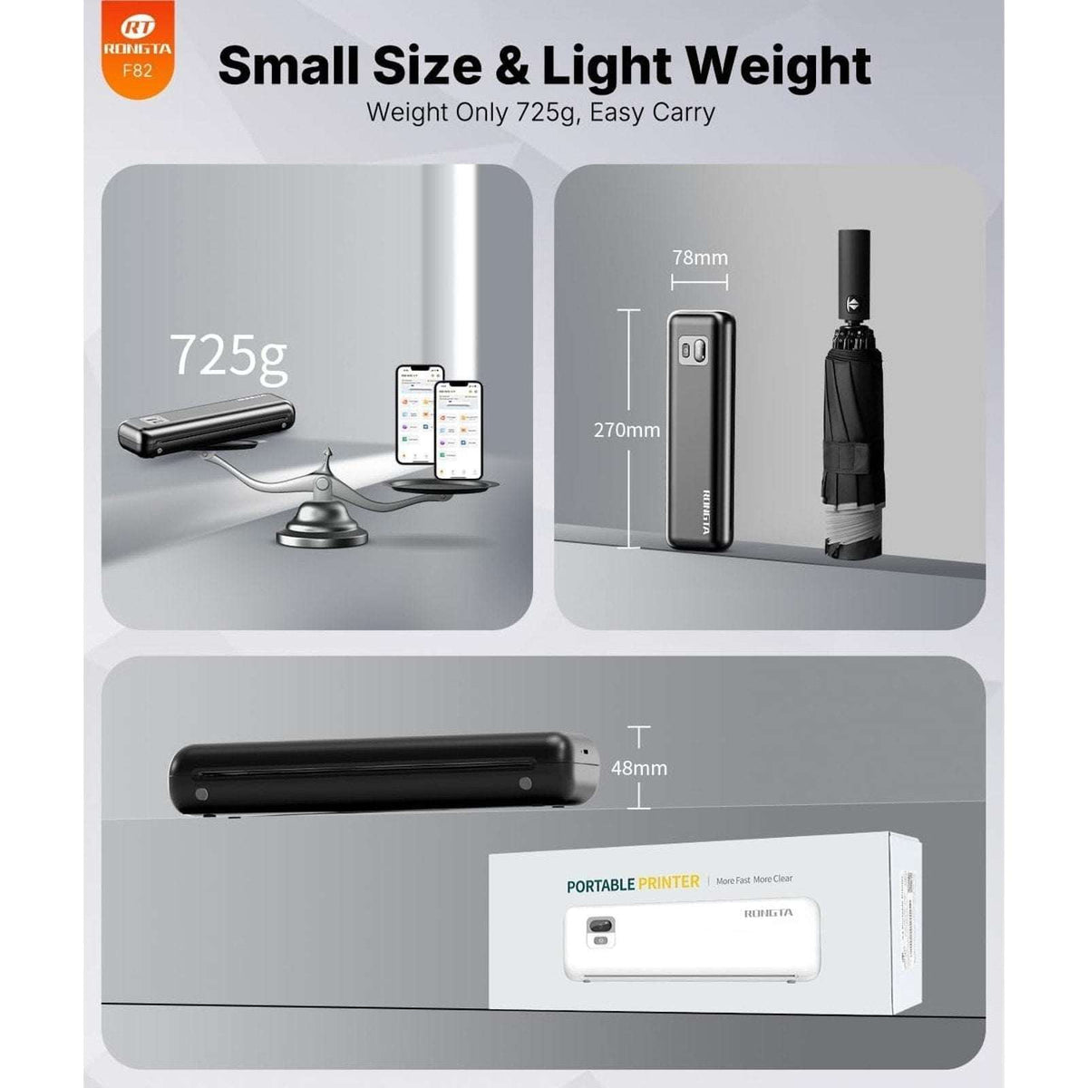 Rongta Portable Thermal Bluetooth Ink-less A4 Printer Business Travel Office NEW