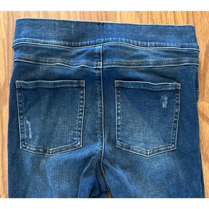 SPANX High Waist Skinny Leg Distressed Pull-On Blue Stretch Jeans Size S