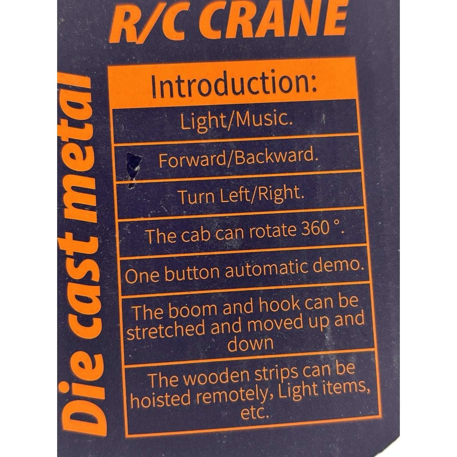 690-D1 Remote Control RC Die Cast Metal Crane 8-Channel Lights Music 360° Rotate