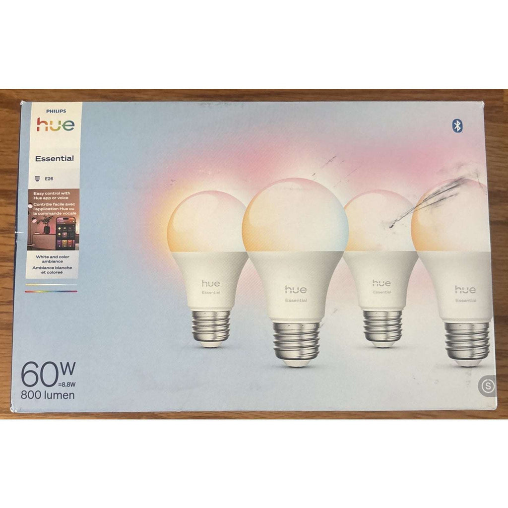 4PK Philips Hue Essential A19 E26 Smart Bulb 800lm 8.8W White & Color Ambiance