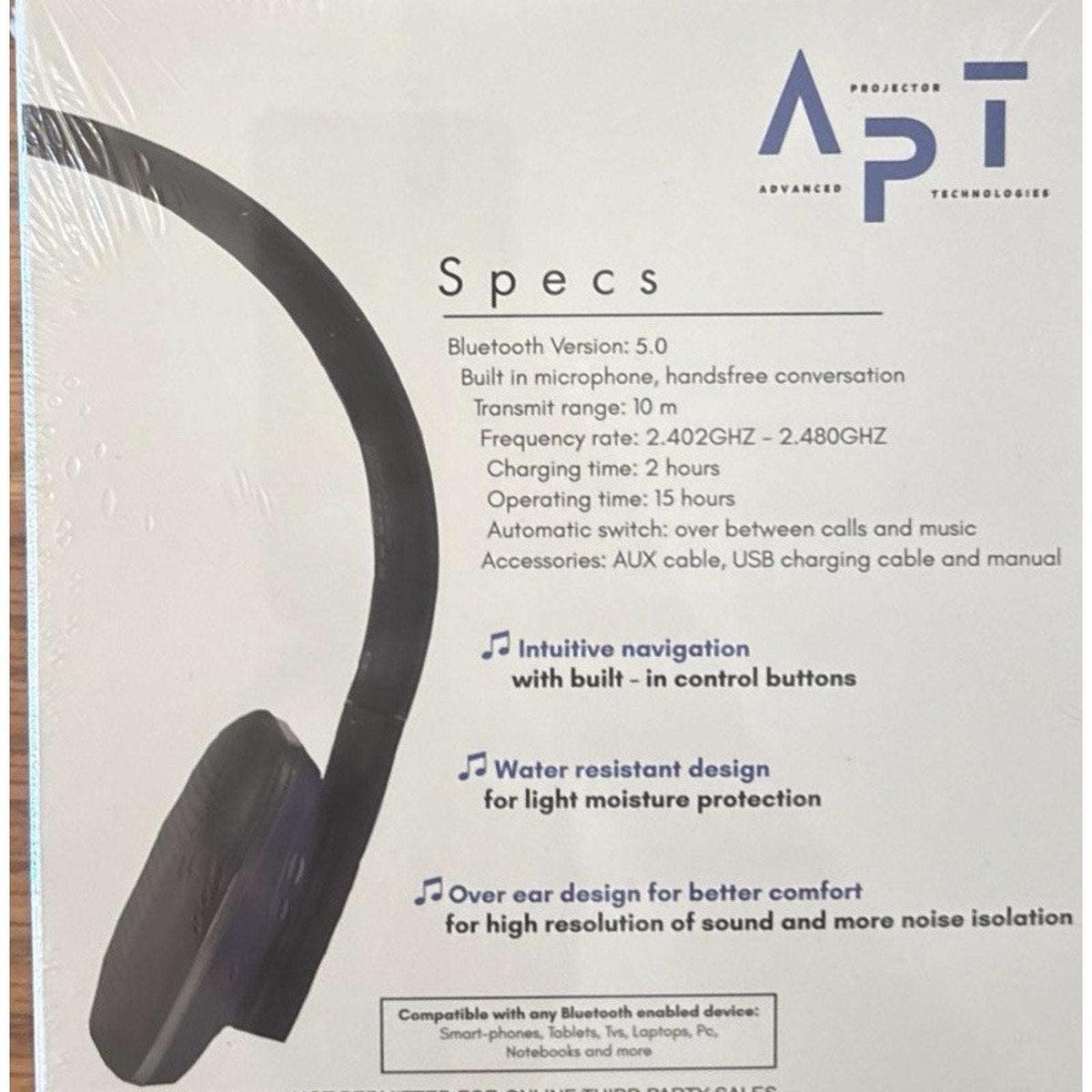 $499 APT Advanced Projector Technologies BT Noise Canceling Headphones w/ Mic