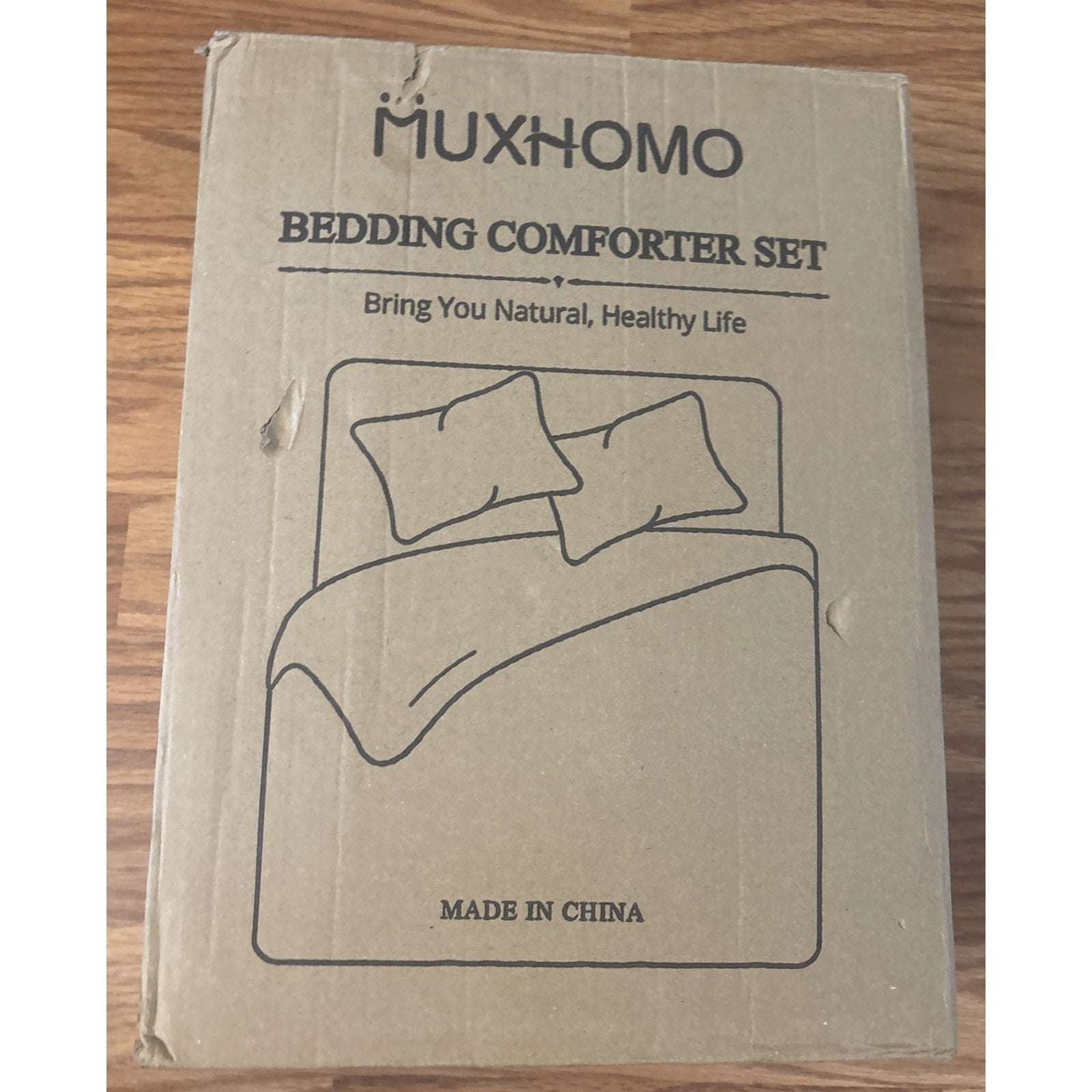 MUXHOMO 7PC Ivory Seersucker Queen Size Comforter & Sheet Set, Bed in a Bag