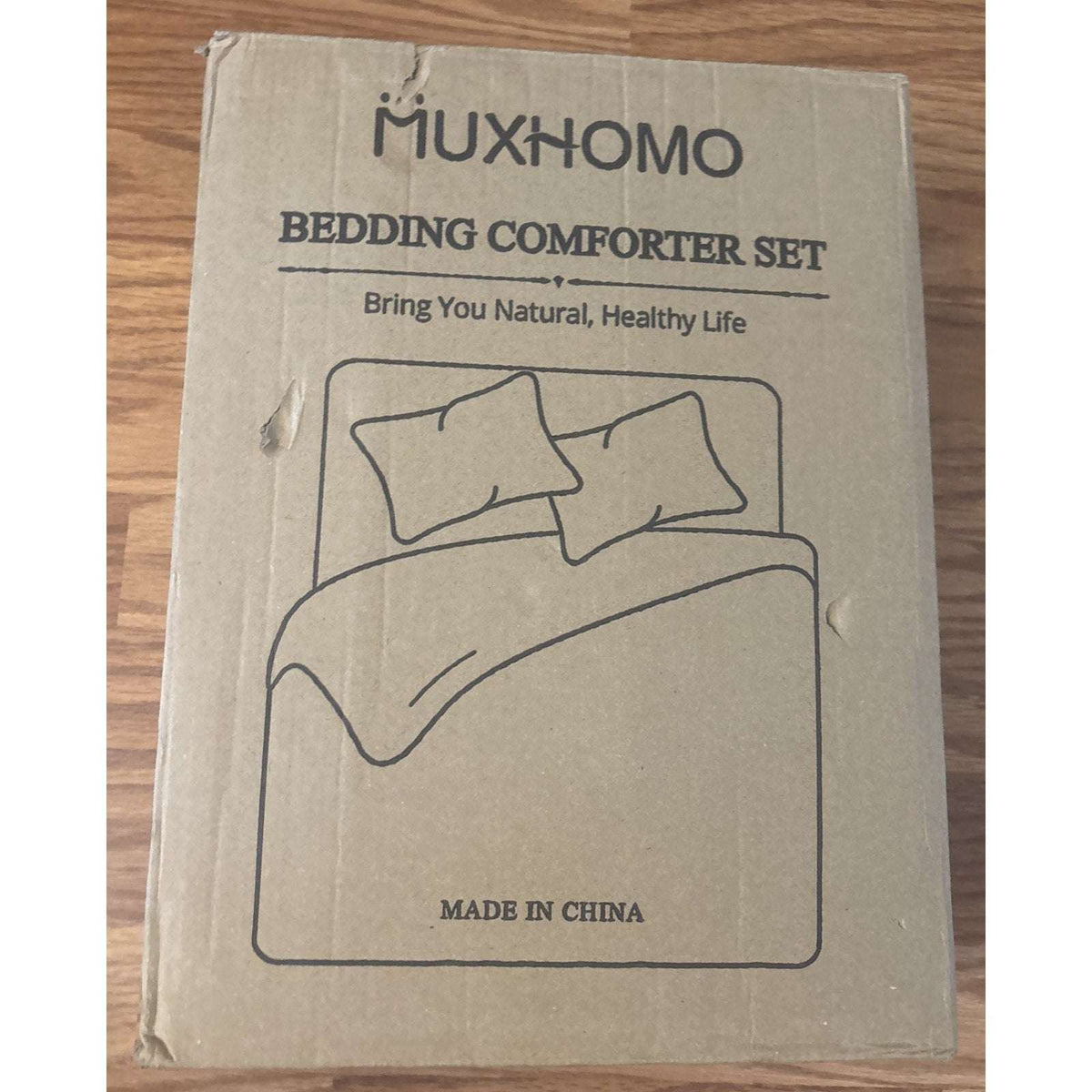 MUXHOMO 7PC Ivory Seersucker Queen Size Comforter & Sheet Set, Bed in a Bag