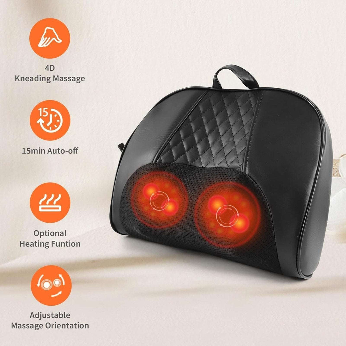 Shiatsu Back & Neck Massager 4D Kneading Deep Tissue Massage Pillow w/ Heat NEW