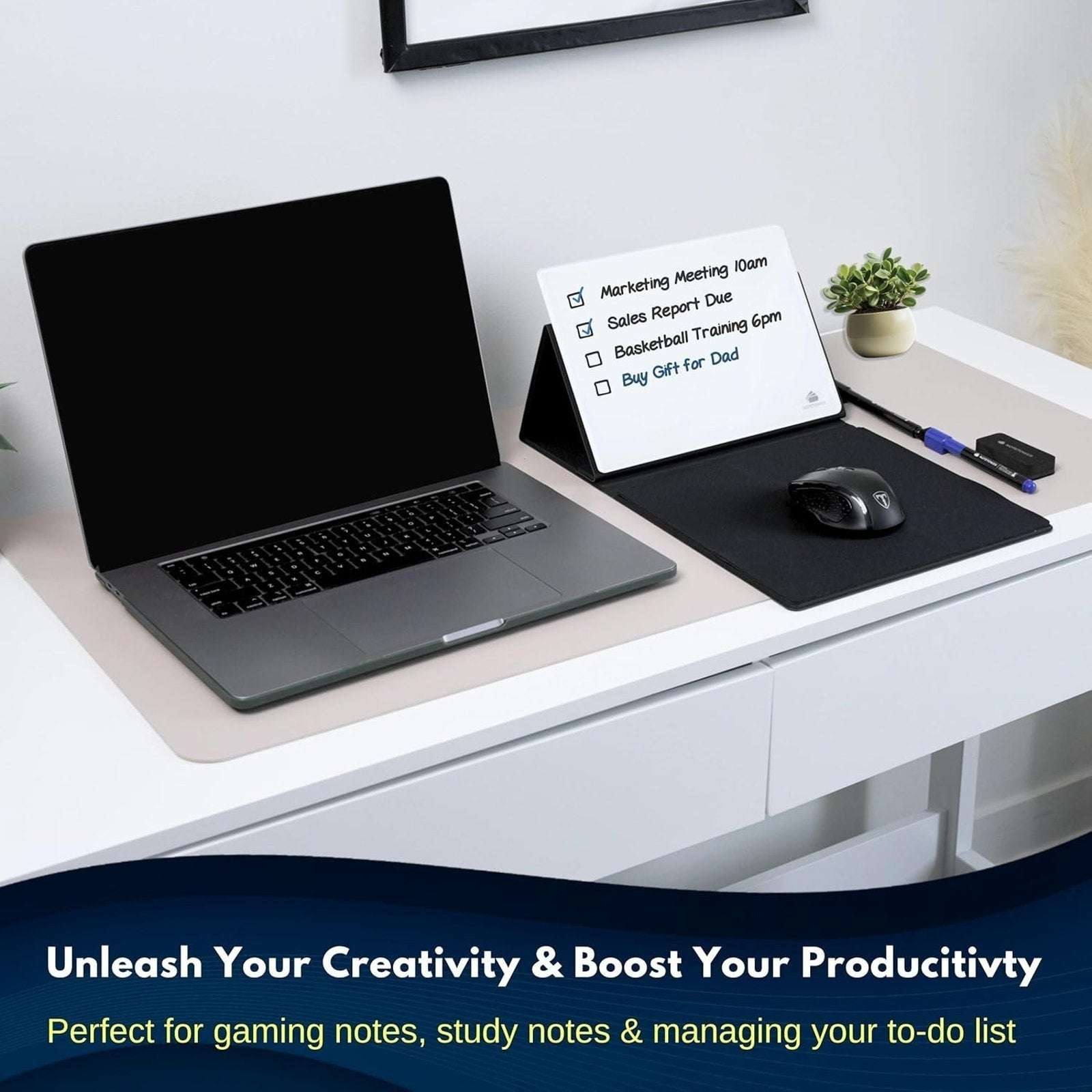 Mousepad w/ Dry Erase Whiteboard/Tablet/Phone Stand Manage To-Do List Take Notes
