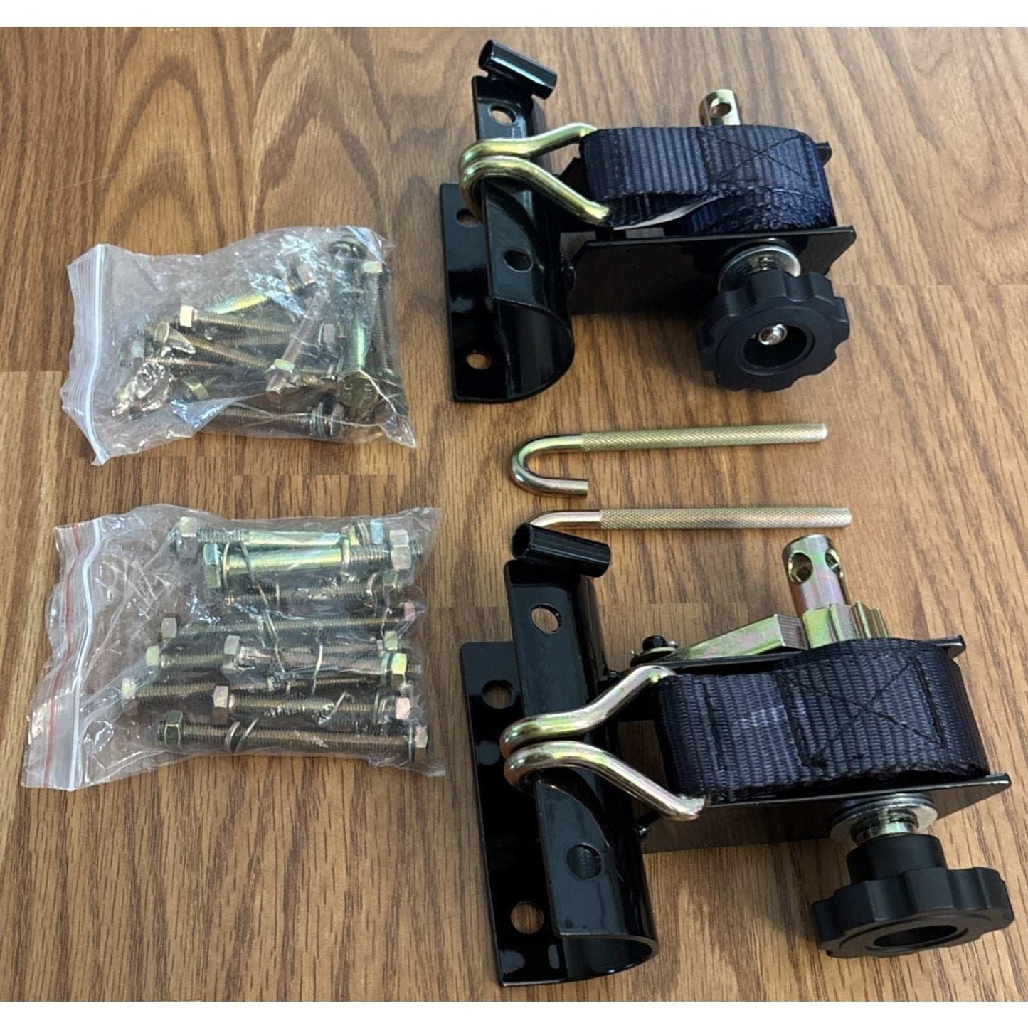 Ladder Rack Ratchet Straps w/ Double J-Hook 1.5" x 7.5' For 2" Round Tube Mount