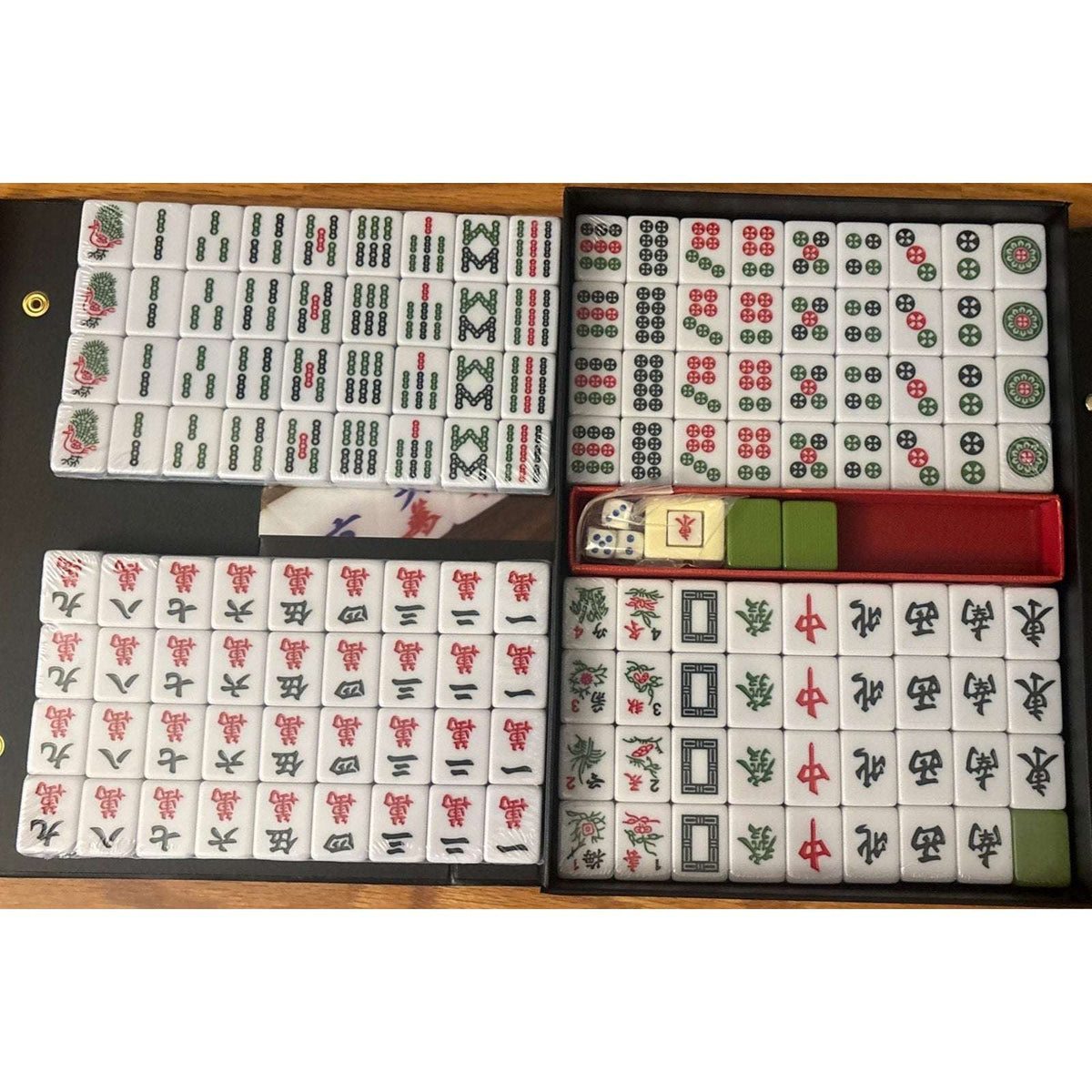 Yellow Mountain Rouge Heritage Chinese Mahjong Set, 146 Engraved Melamine Tiles