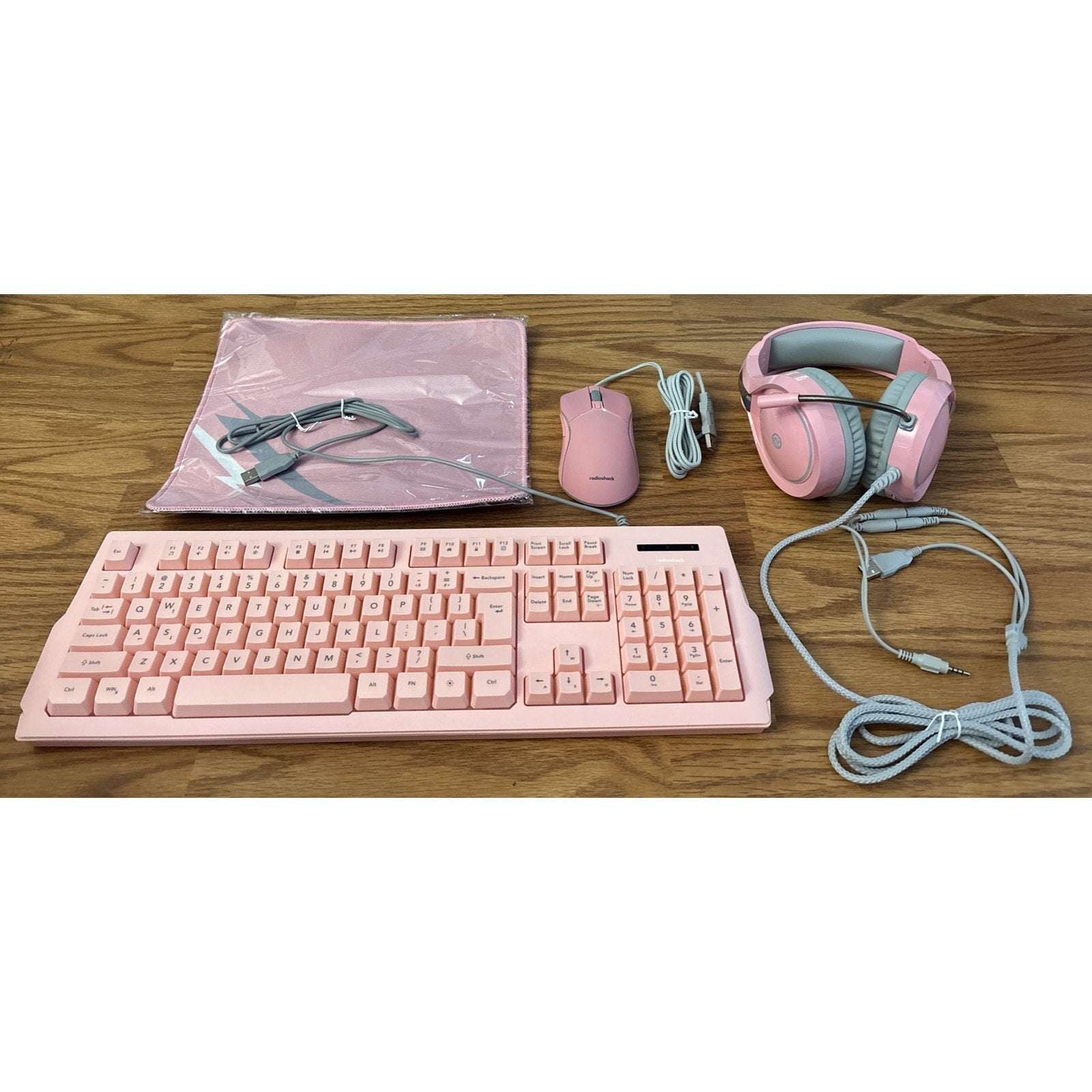 RadioShack Mistic Pink RGB Backlit Gaming Keyboard, Mouse & Pad, Headset Combo