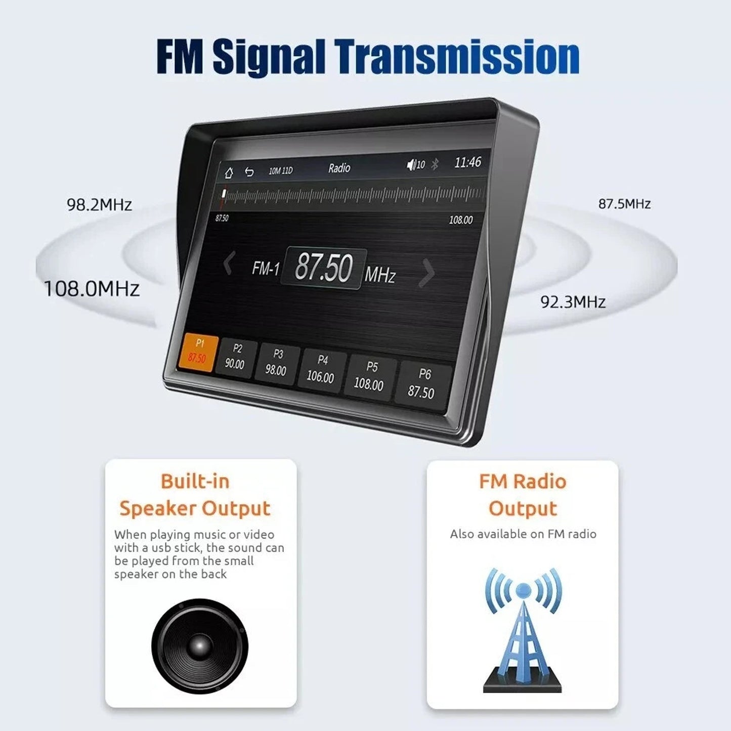 7" Portable Bluetooth Touchscreen Car Stereo Carplay & Android Auto MirrorLink