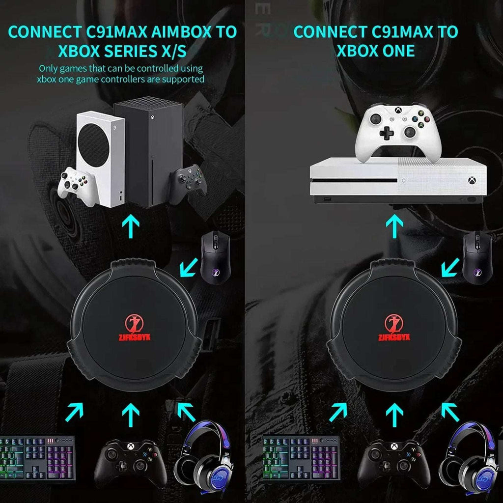 C91 MAX RGB AimBox Keyboard & Mouse Adapter for Xbox One, Switch, PS4 3.5MM Head